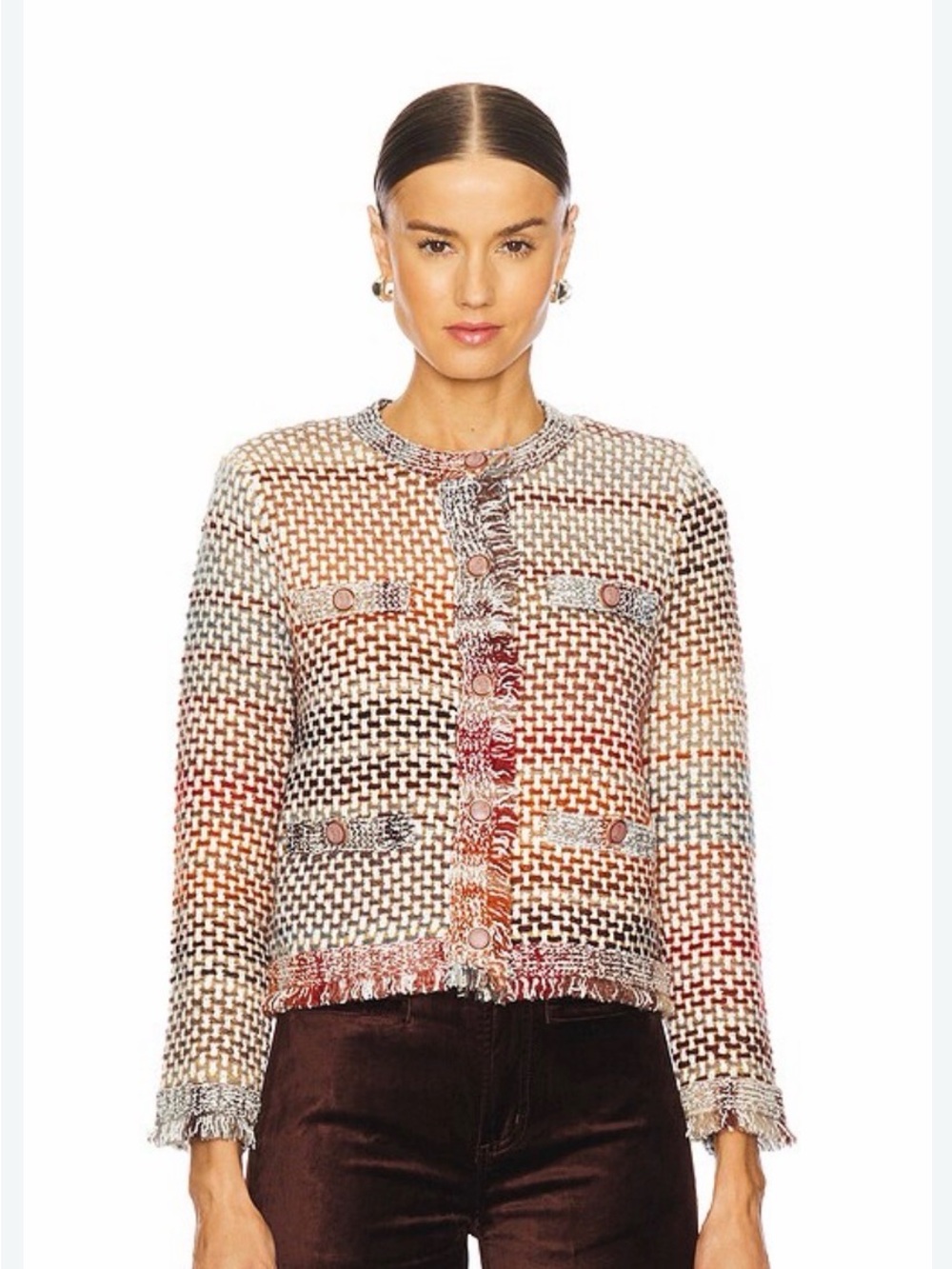 Veronica Beard Saroyan cotton and wool blend knit jacket in multicolored